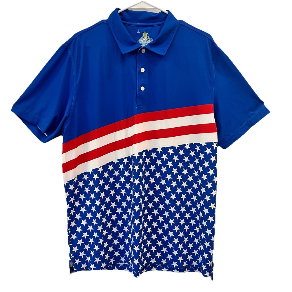 Chubbies‎ Performance Polo Men's US Flag Large Golf Stretch Comfort Wicking